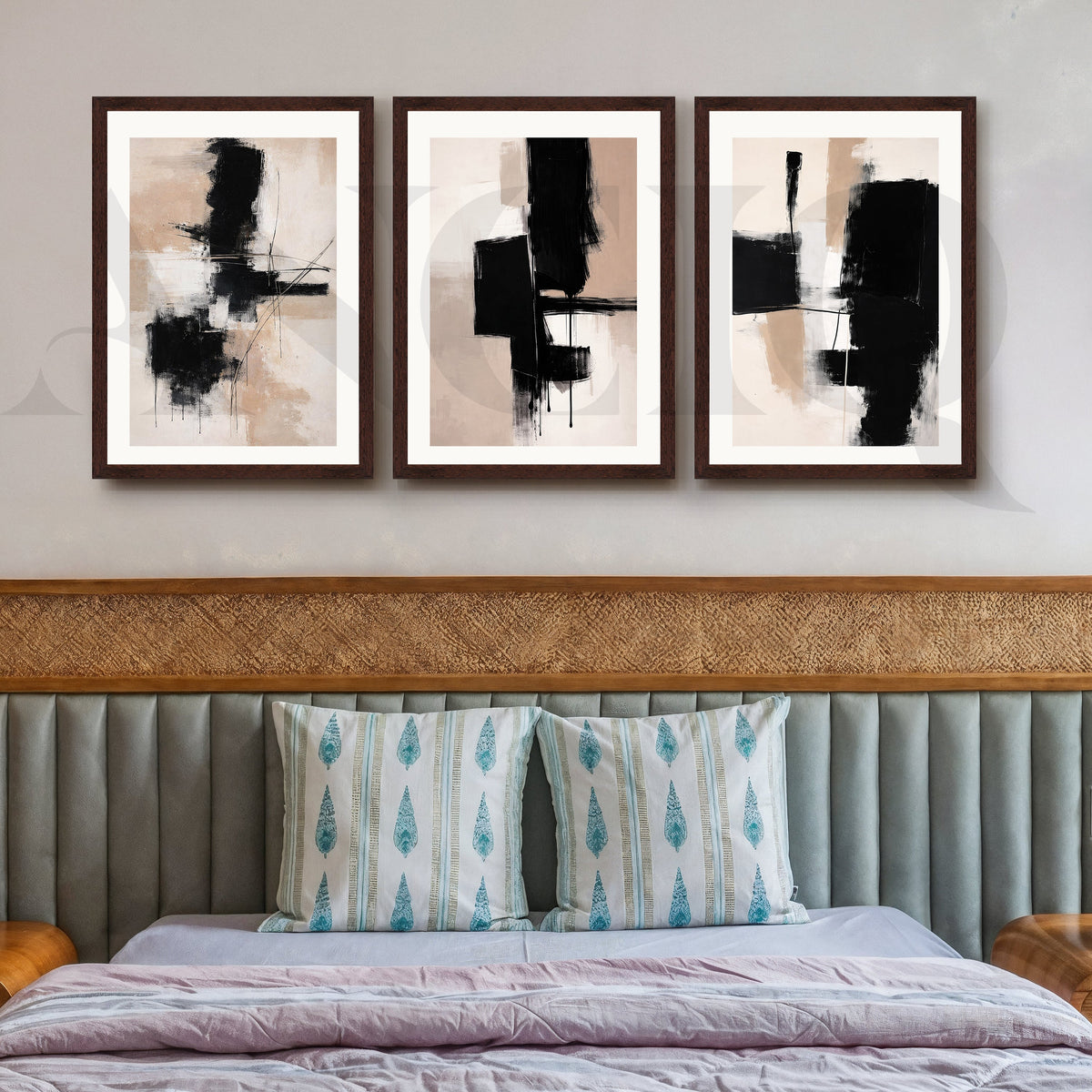 Bold Monochrome Expression Gallery Wall – Set of 3 Abstract Artworks - 18 x 24 Inches – Asha Art Studio – Image 10