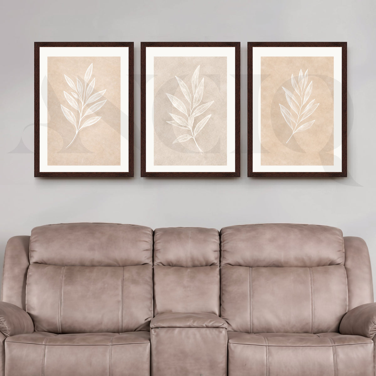 Minimal Leaf Imprint Gallery Wall – Set of 3 Botanical Artworks - 18 x 24 Inches – Asha Art Studio – Image 10