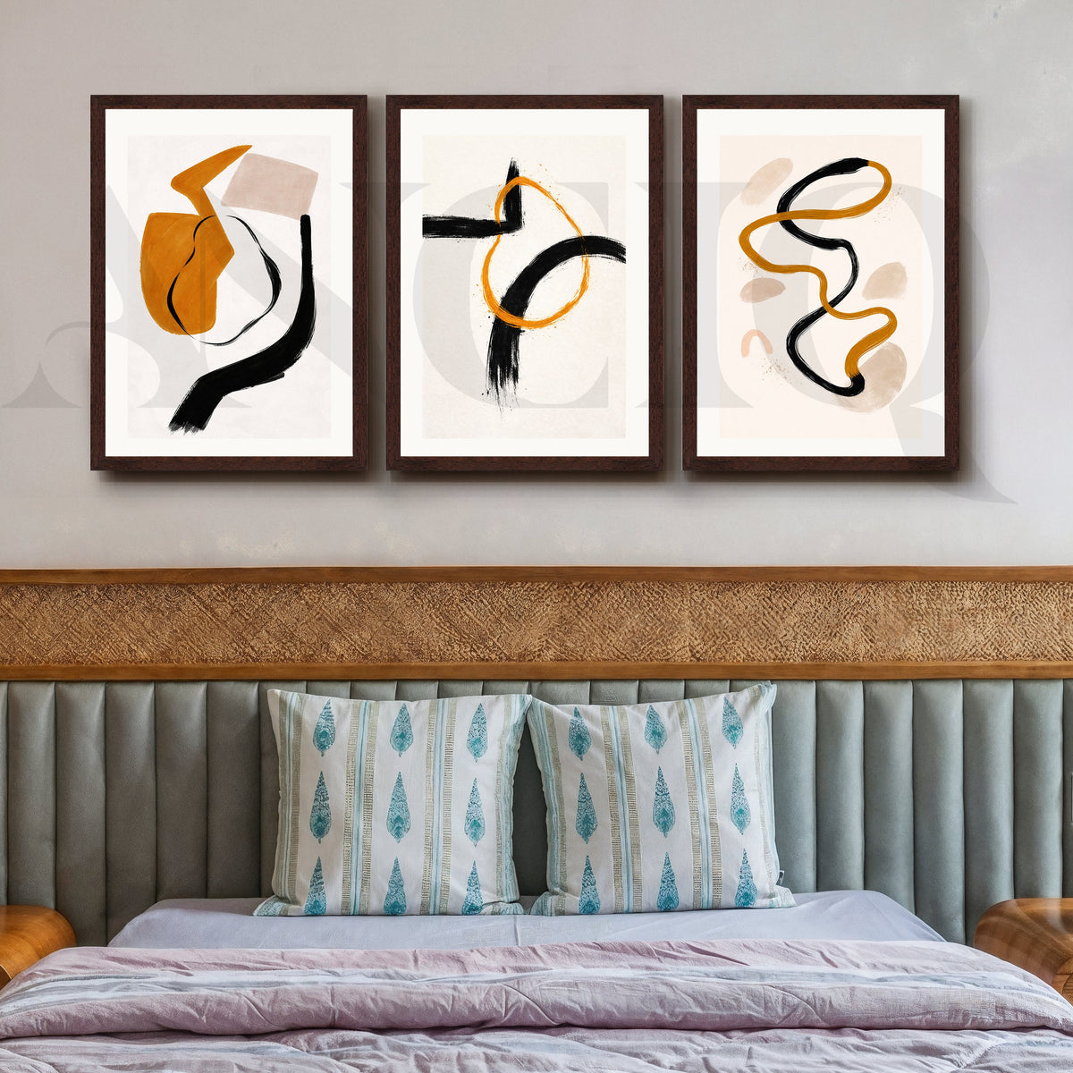 Contemporary Stroke Harmony Gallery Wall – Set of 3 Abstract Line Artworks - 18 x 24 Inches – Asha Art Studio – Image 10
