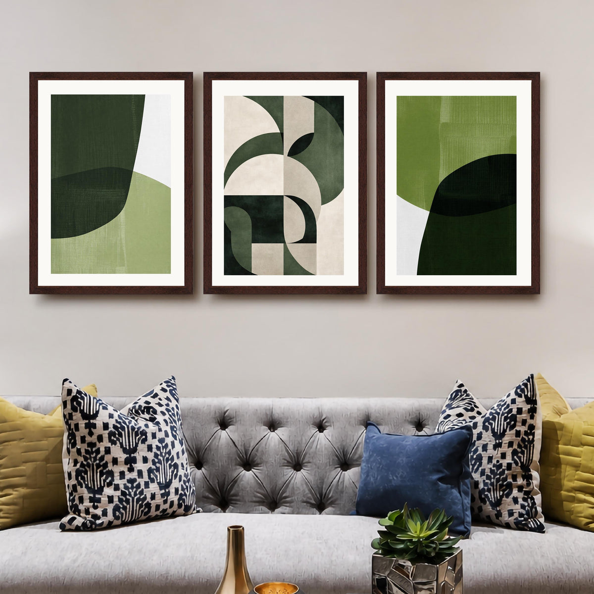 Green Abstract Gallery Wall Set of 3 - 18 x 24 Inches – Asha Art Studio – Image 10