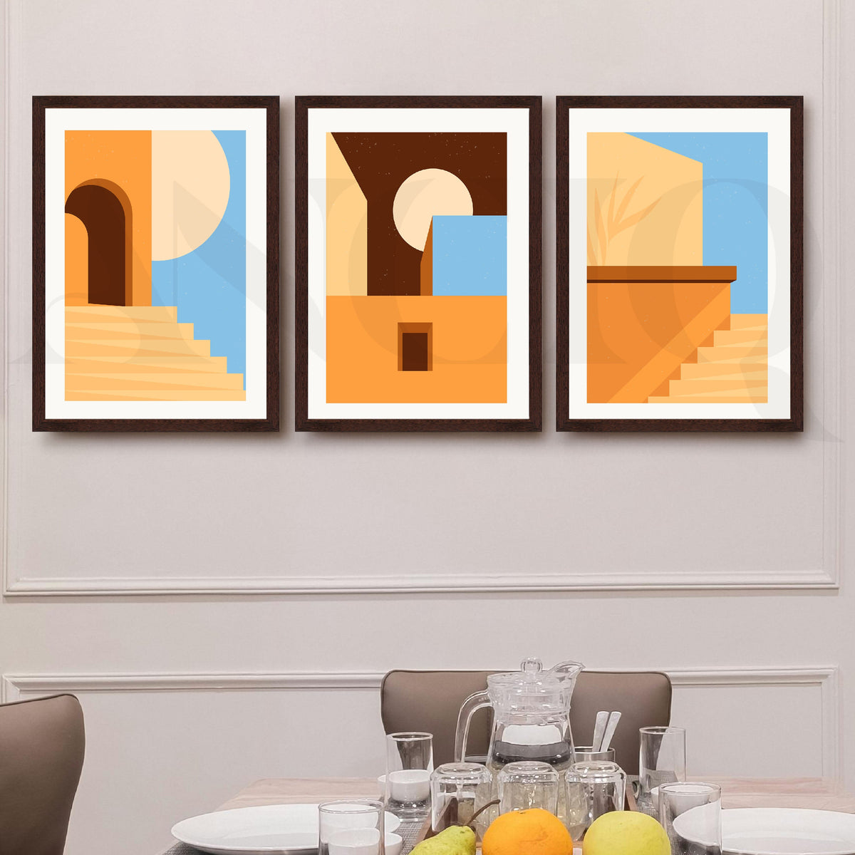 Warm Architectural Abstract Gallery Wall Artwork Set of 3 – Asha Art Studio – Image 10