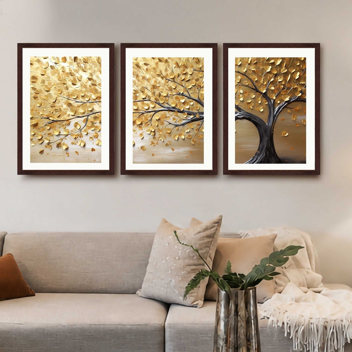 Golden Tree Gallery Wall Canvas Set of 3 - 18 x 24 Inches – Asha Art Studio – Image 10