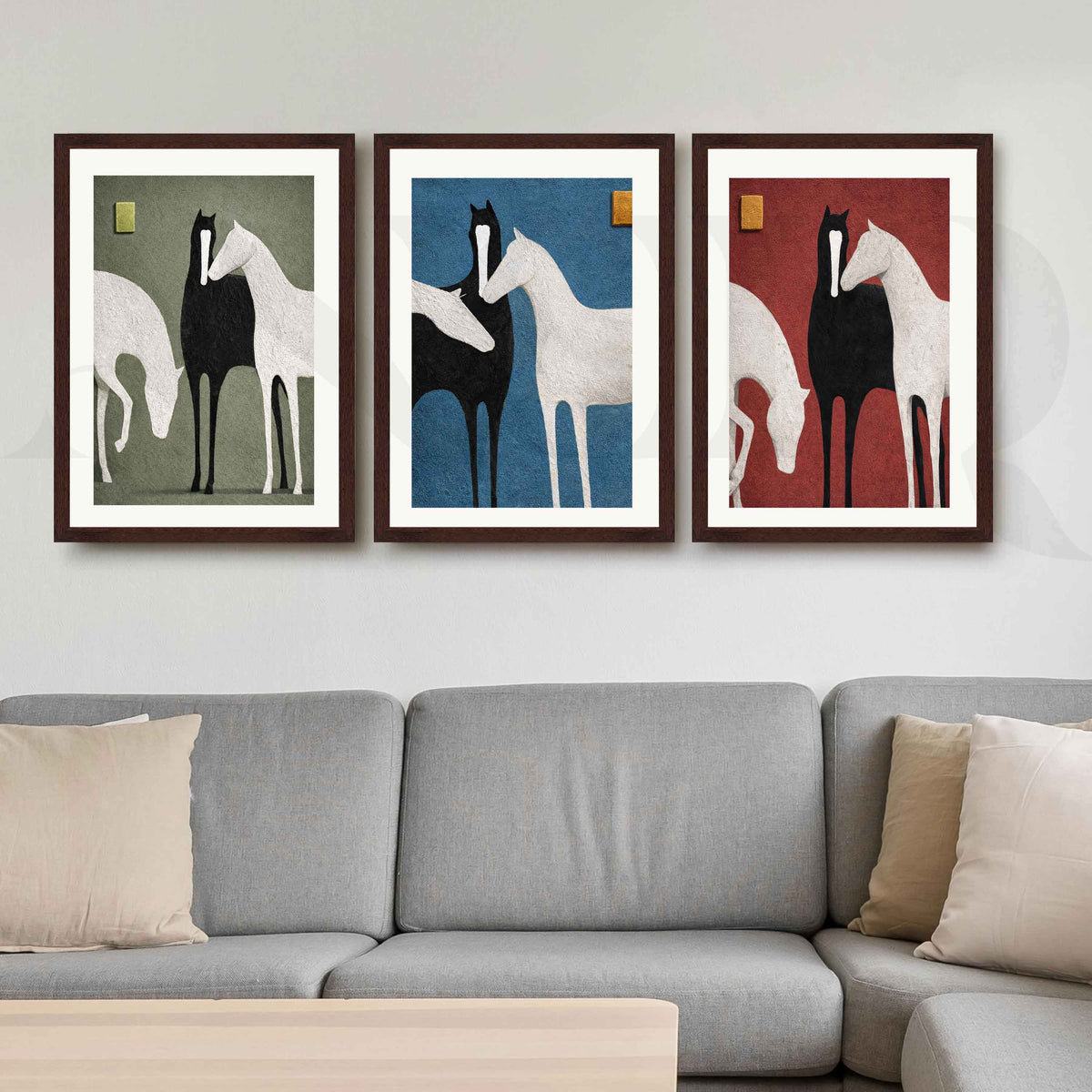 Modern Horse Gallery Wall Artwork Set of 3 – Asha Art Studio – Image 10