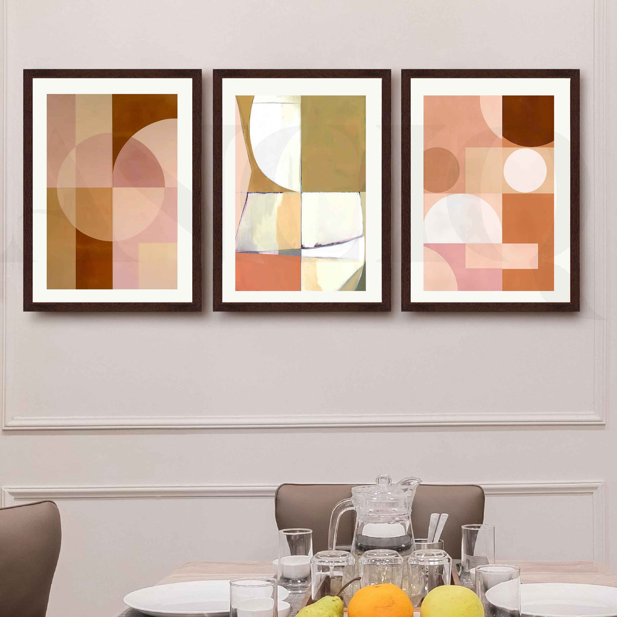 Soft Pastel Geometric Gallery Wall Artwork Set of 3 – Asha Art Studio – Image 10