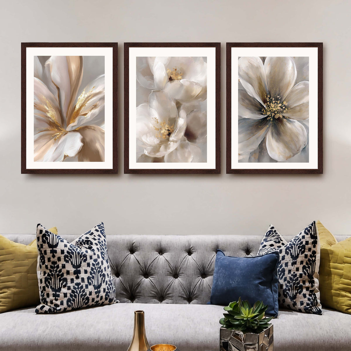 White Floral Gallery Wall Set of 3 - 18 x 24 Inches – Asha Art Studio – Image 10