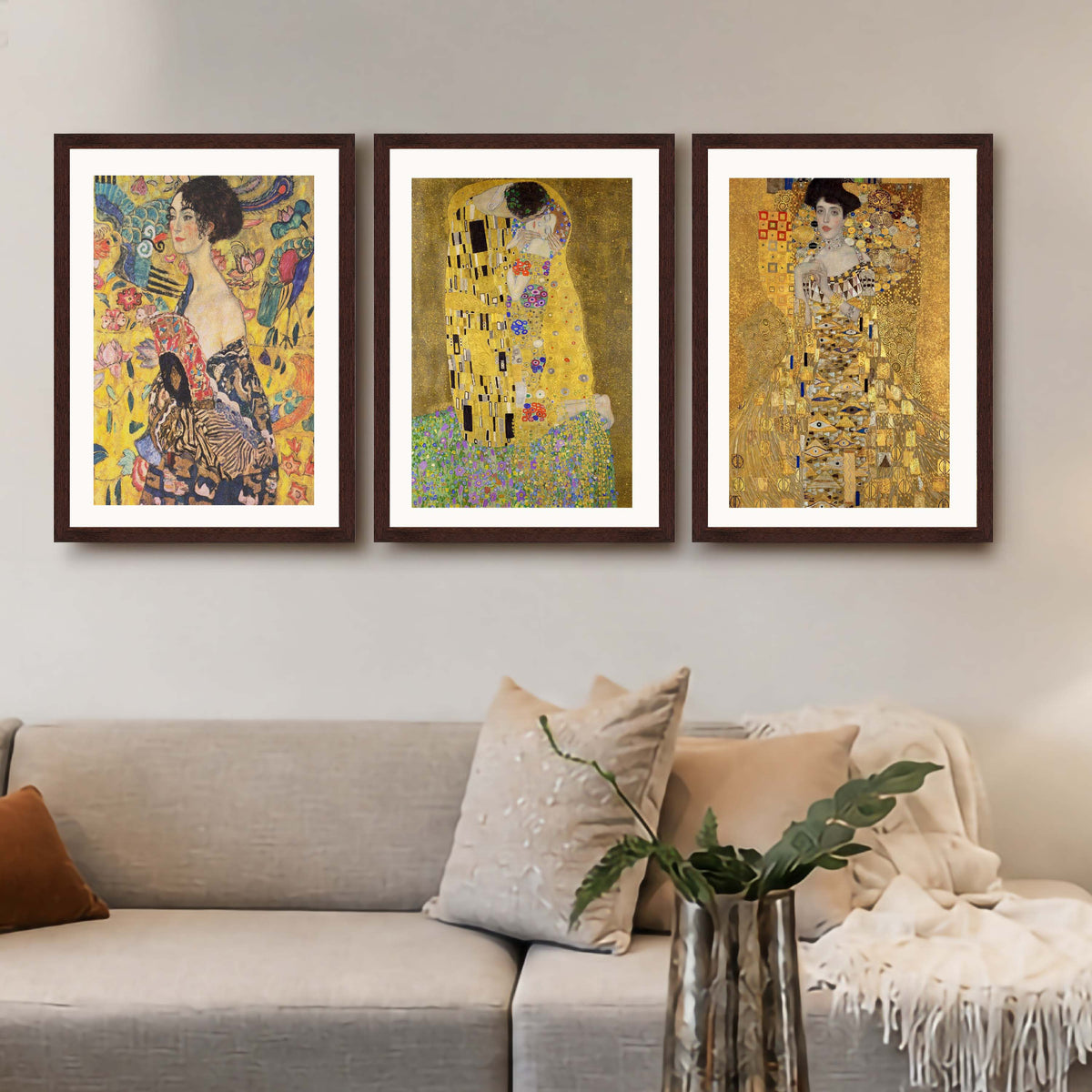 Golden Portrait Gallery Wall Canvas Artwork Set of 3 - 18 x 24 Inches – Asha Art Studio – Image 10