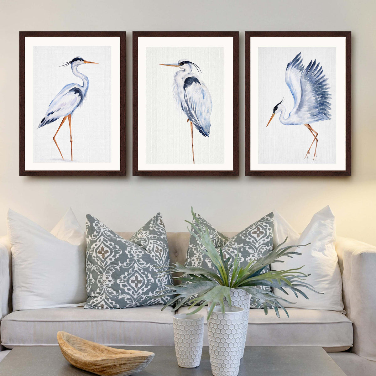 Heron Bird Gallery Wall Canvas Artwork Set of 3 - 18 x 24 Inches – Asha Art Studio – Image 10