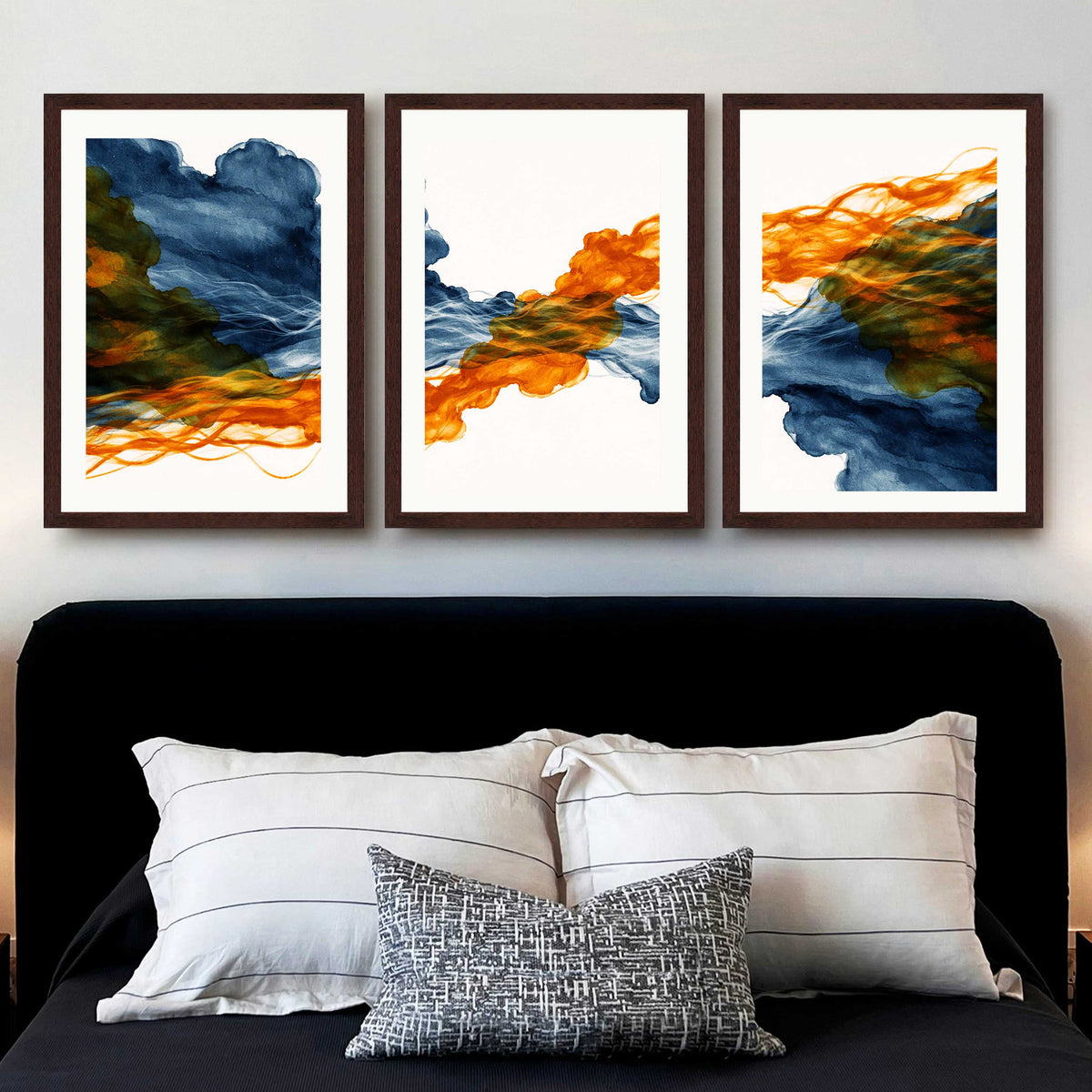 Abstract Ink Flow Gallery Wall Canvas Artwork Set of 3 - 18 x 24 Inches – Asha Art Studio – Image 10