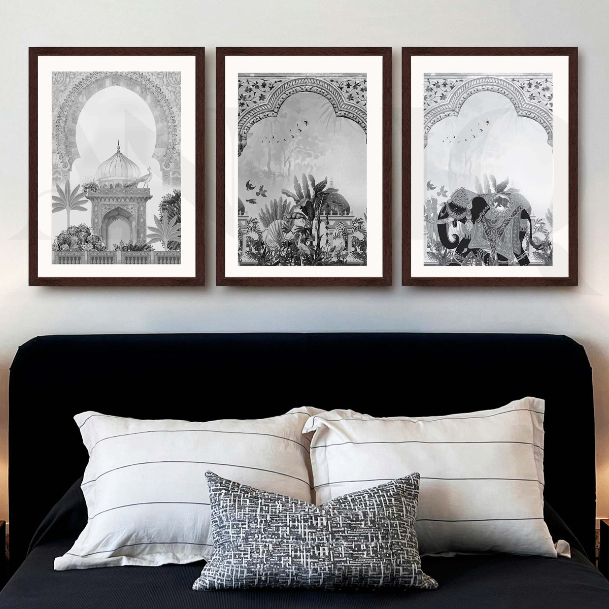 Indian Heritage Monochrome Gallery Wall Artwork Set of 3 – Asha Art Studio – Image 10