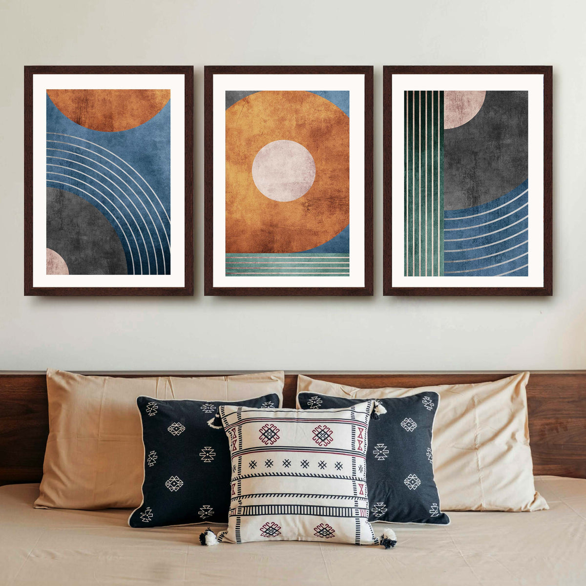 Retro Geometric Abstract Gallery Wall Set of 3 - 18 x 24 Inches – Asha Art Studio – Image 10