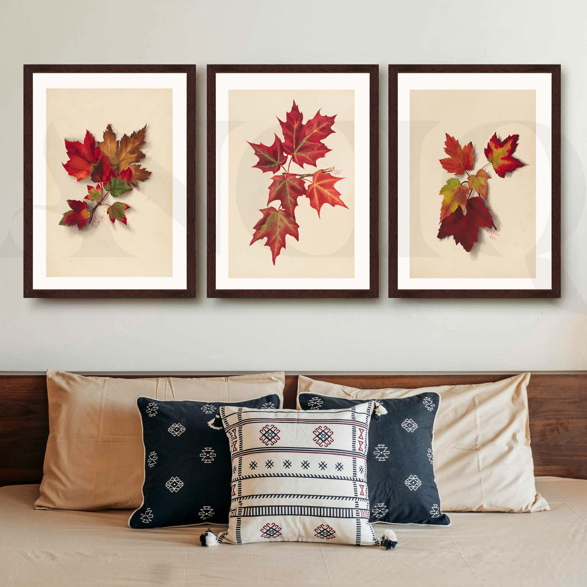 Autumn Maple Leaf Gallery Wall Artwork Set of 3 – Asha Art Studio – Image 10