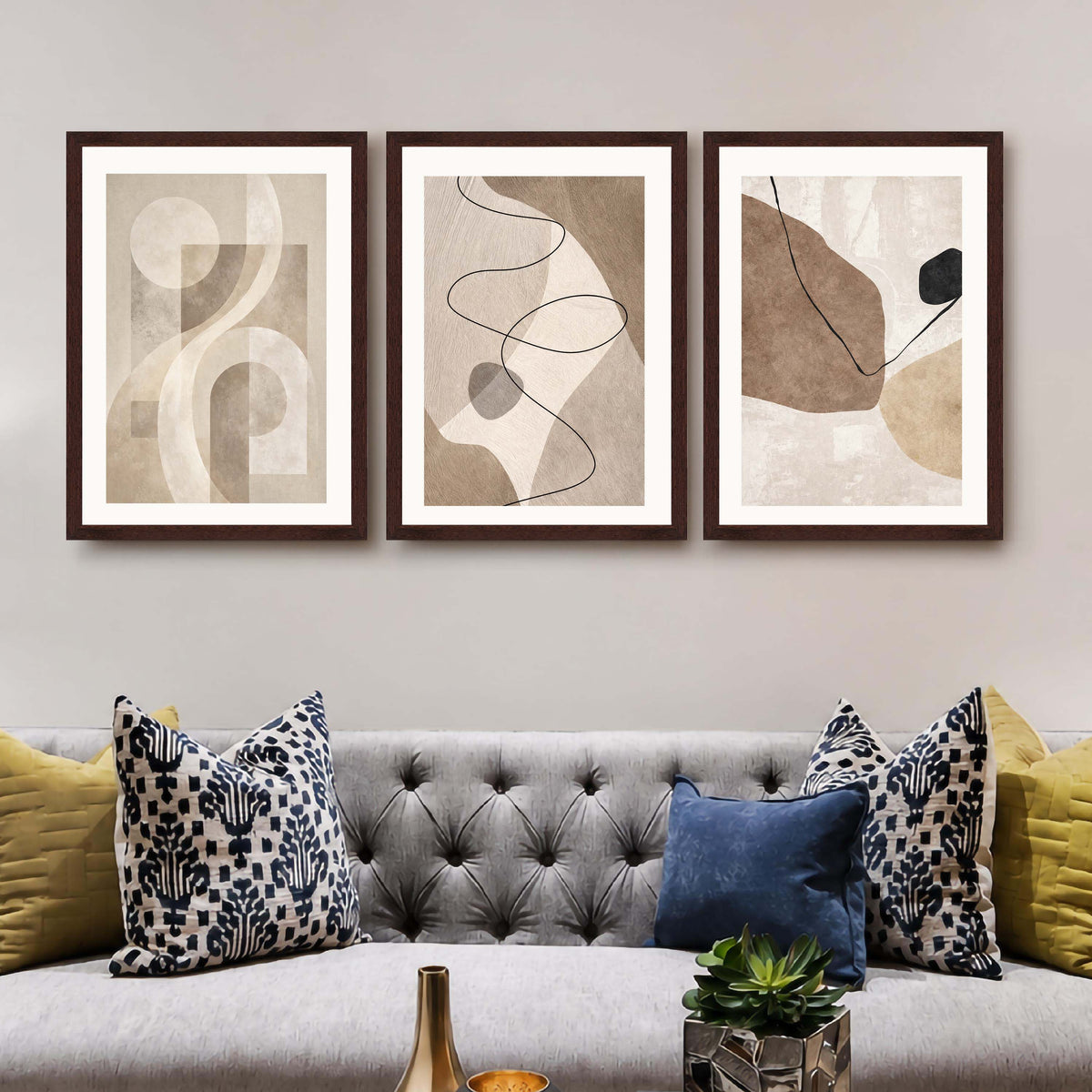 Neutral Line Abstract Gallery Wall Canvas Artwork Set of 3 - 18 x 24 Inches – Asha Art Studio – Image 10