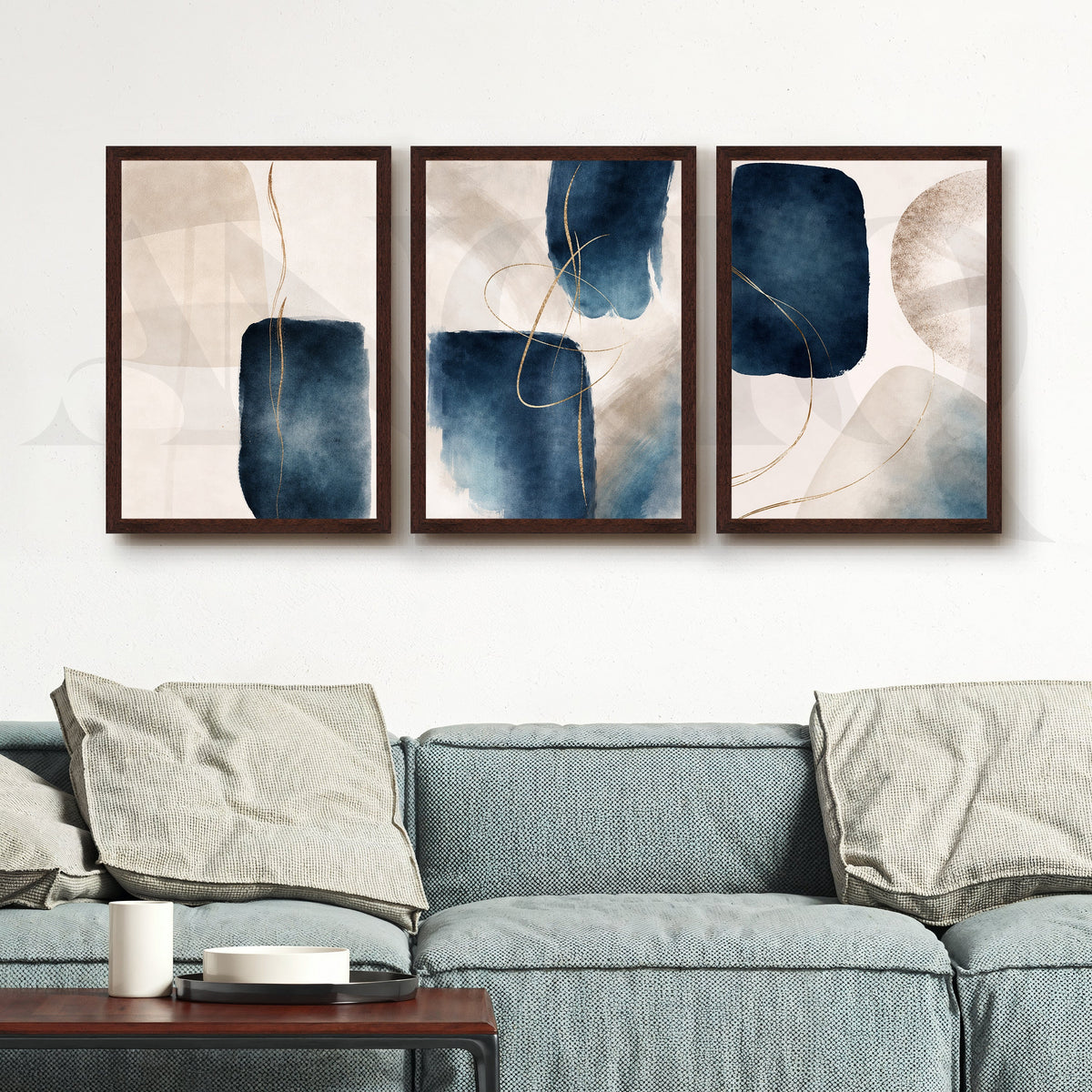 Midnight Blue Fluid Abstraction Gallery Wall – Set of 3 Contemporary Artworks - 18 x 24 Inches – Asha Art Studio – Image 6