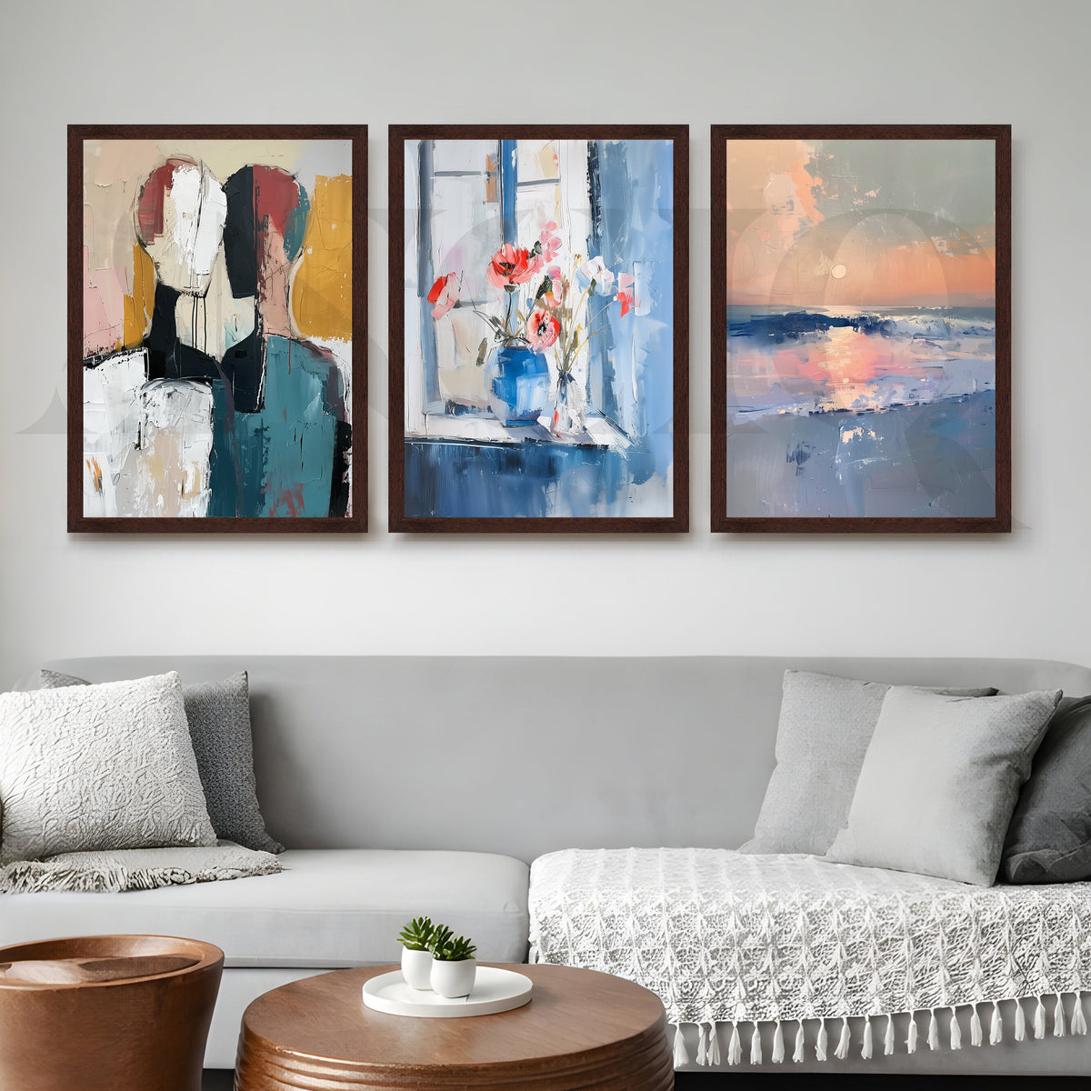Contemporary Serenity Abstract Gallery Wall – Set of 3 Modern Artworks - 18 x 24 Inches – Asha Art Studio – Image 10