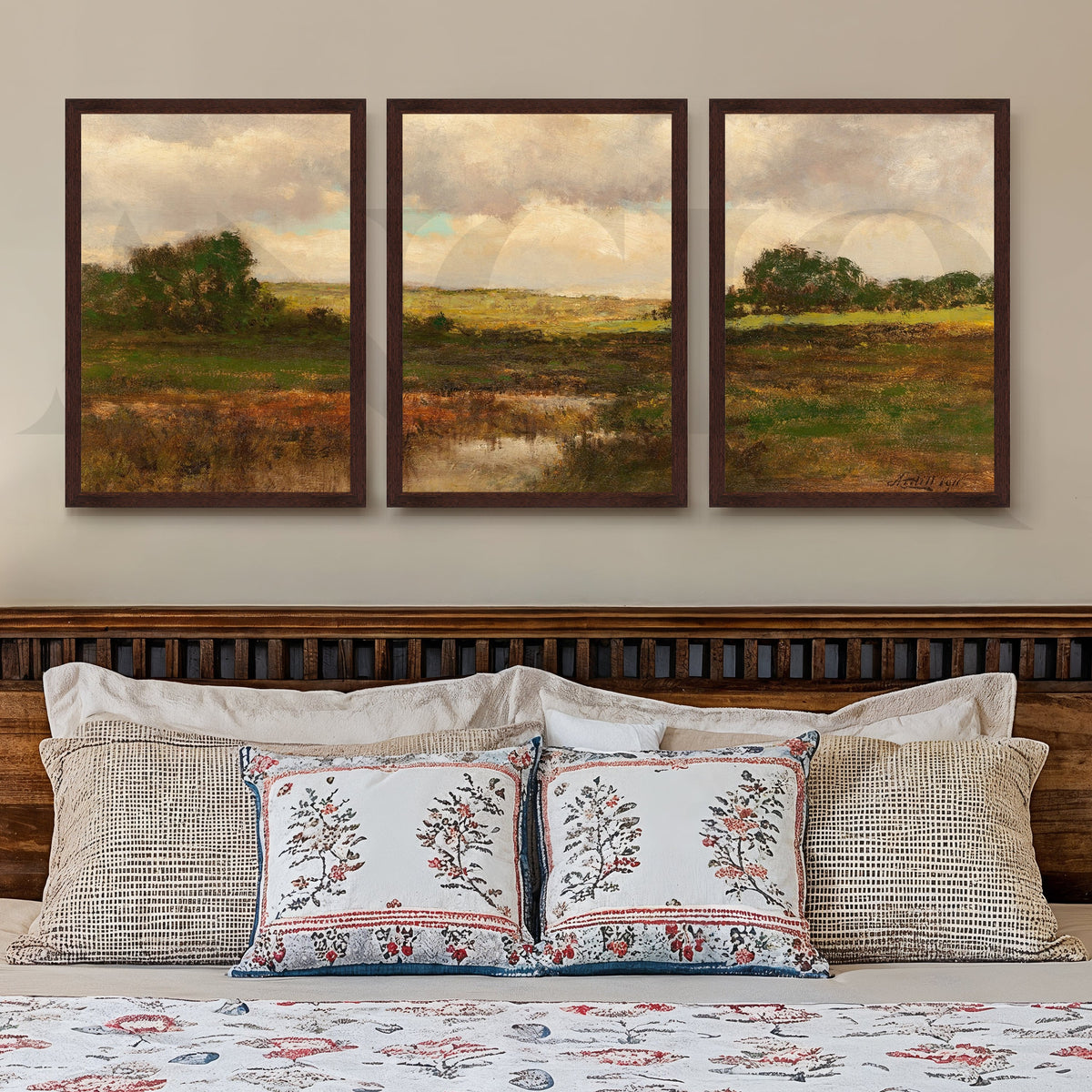 Rustic Meadow Landscape Gallery Wall – Set of 3 Classic Countryside Artworks - 18 x 24 Inches – Asha Art Studio – Image 10