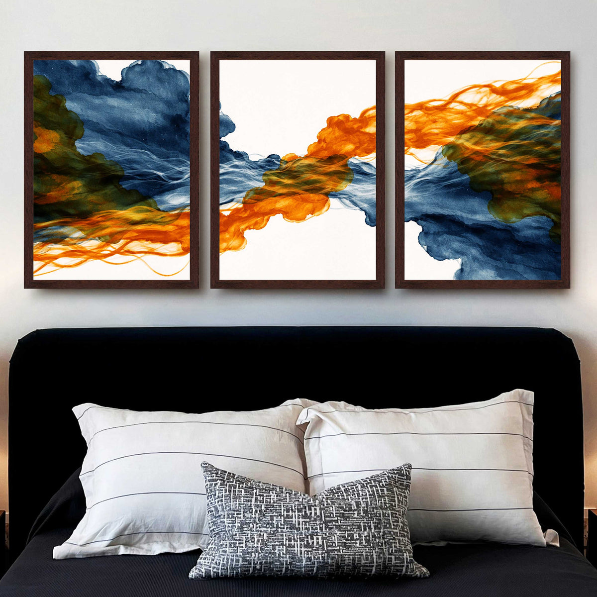 Abstract Ink Flow Gallery Wall Canvas Artwork Set of 3 - 18 x 24 Inches – Asha Art Studio – Image 6