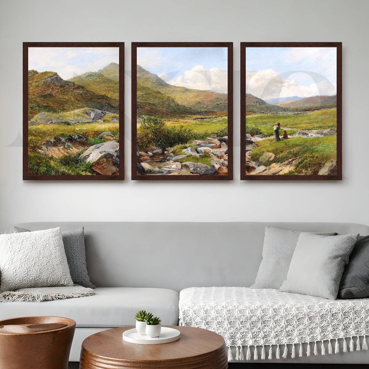 Highland Meadow Stream Gallery Wall – Set of 3 Classic Artworks - 18 x 24 Inches – Asha Art Studio – Image 6