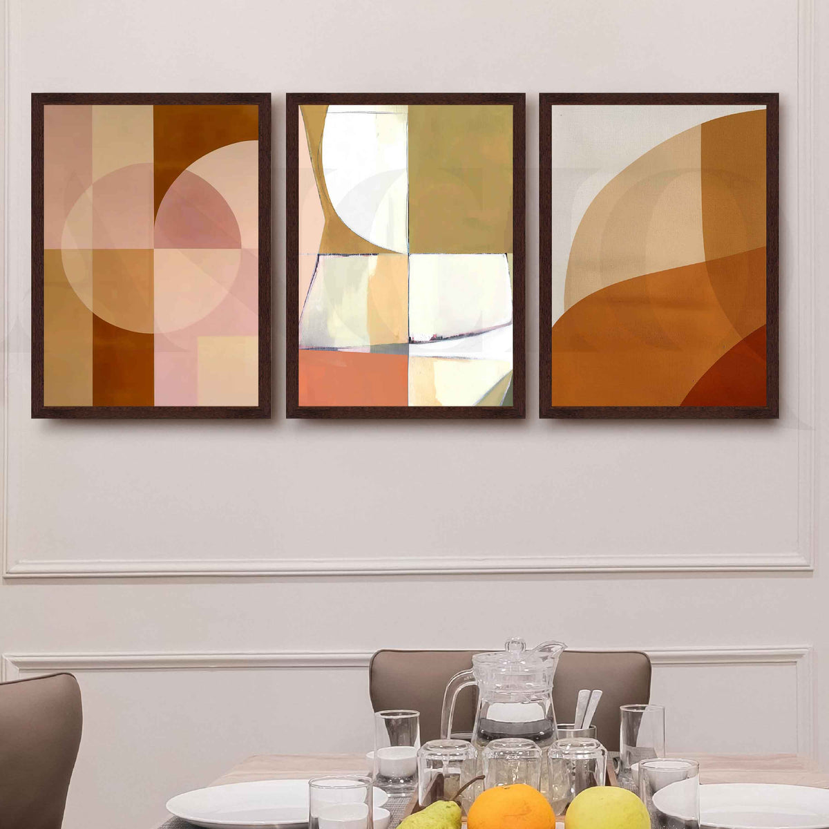 Soft Pastel Geometric Gallery Wall Artwork Set of 3 – Asha Art Studio – Image 6