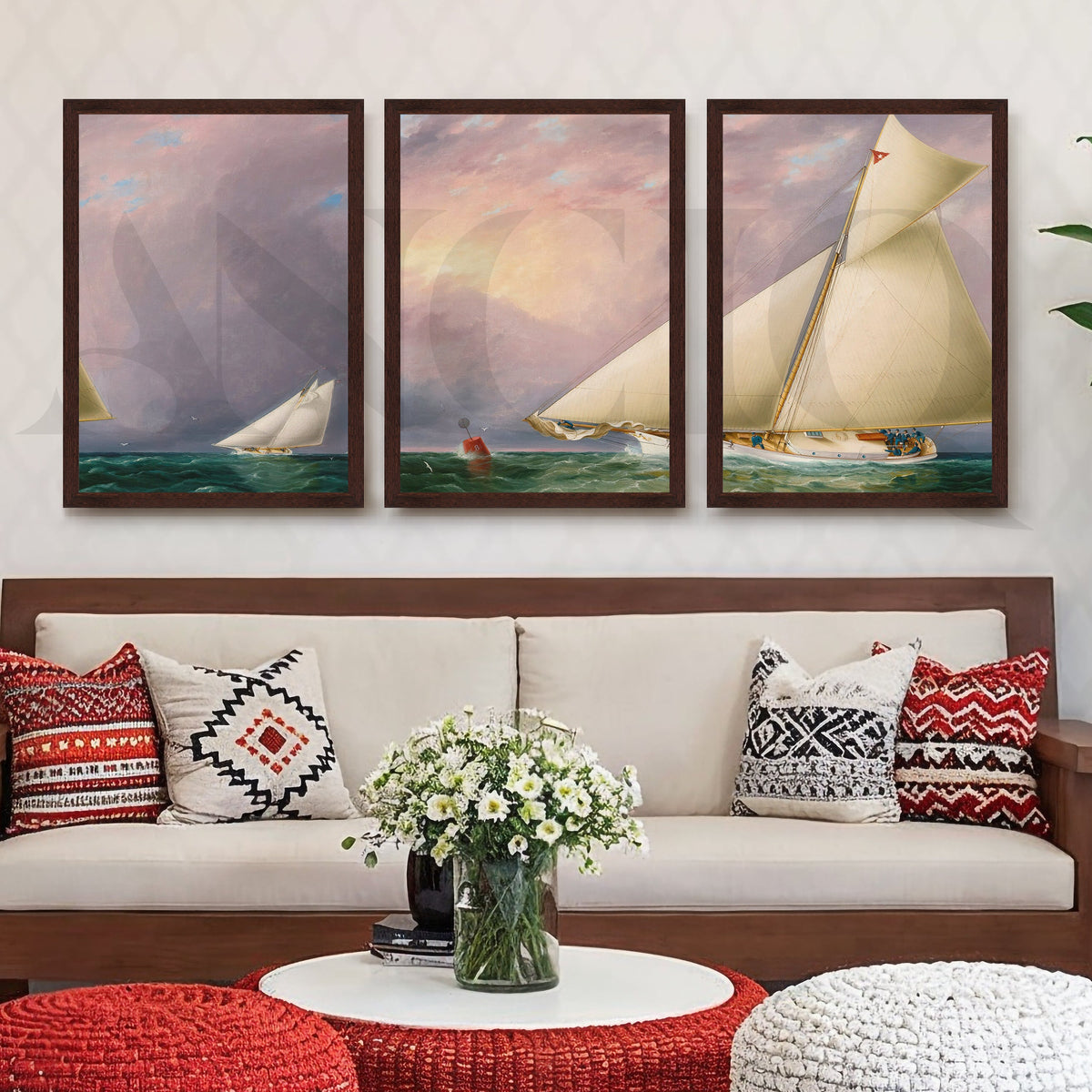 Classic Sailing Regatta Gallery Wall – Set of 3 Nautical Artworks - 18 x 24 Inches – Asha Art Studio – Image 10