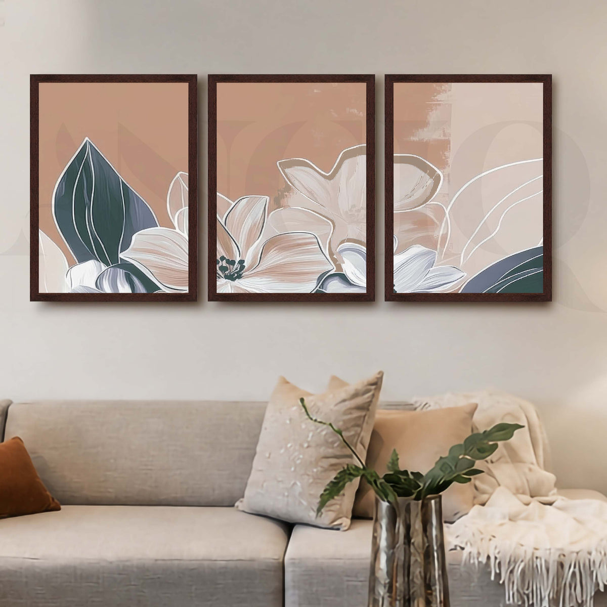 Soft Floral Botanical Gallery Wall Artwork Set of 3 – Asha Art Studio – Image 6