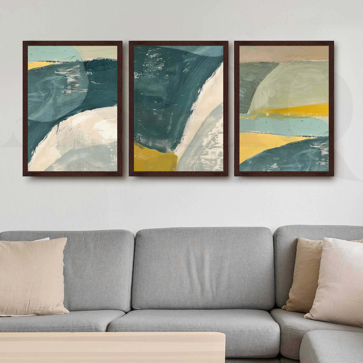 Teal Horizon Abstract Gallery Wall Artwork Set of 3 – Asha Art Studio – Image 6