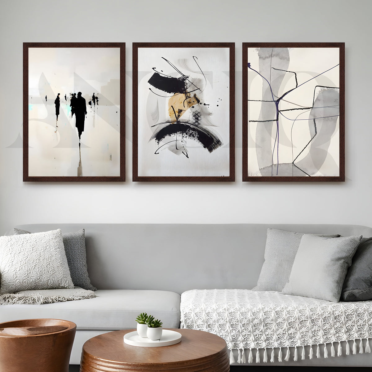 Minimal Ink Expressions Gallery Wall – Set of 3 Modern Abstract Artworks - 18 x 24 Inches – Asha Art Studio – Image 10