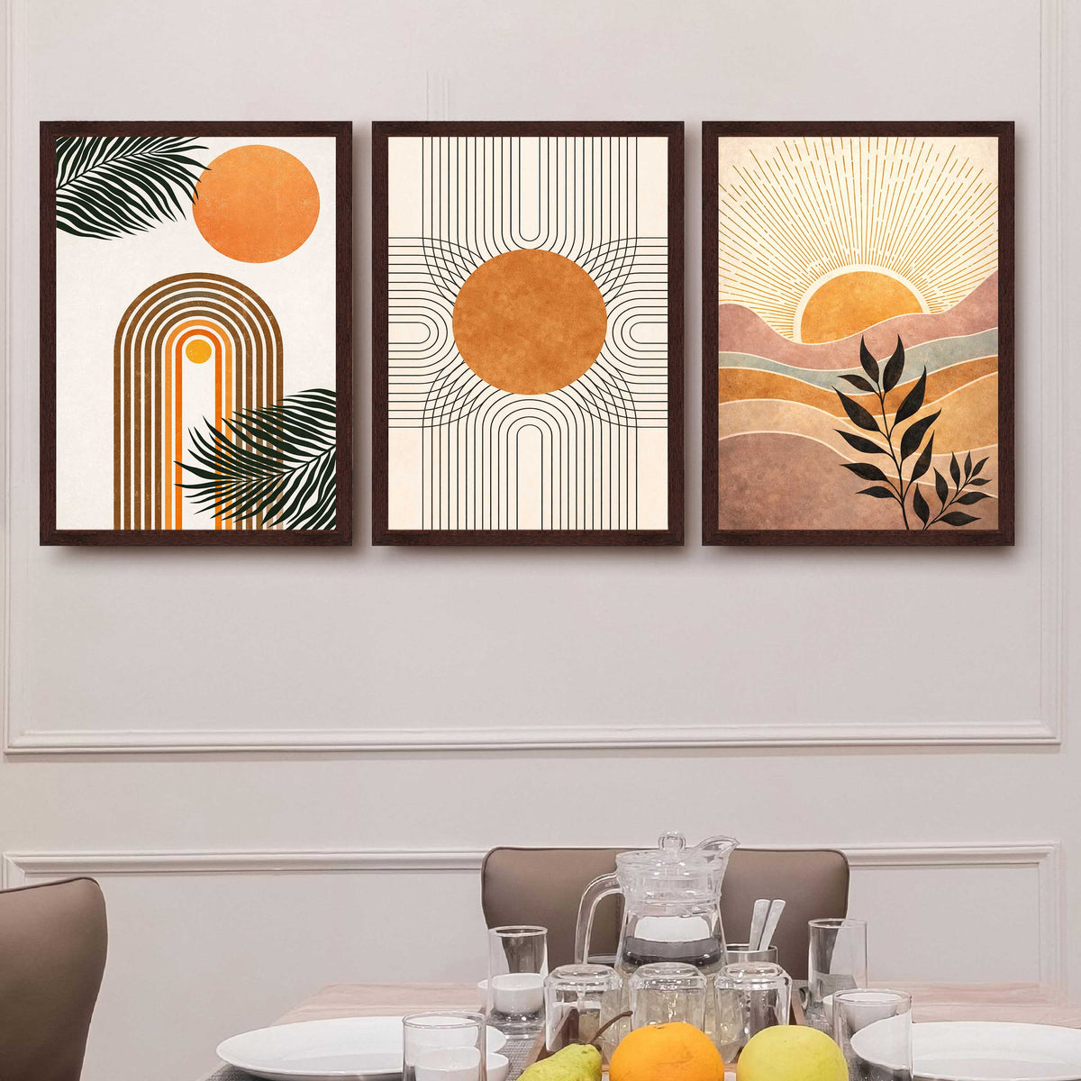 Boho Sun Arch Gallery Wall Canvas Set of 3 - 18 x 24 Inches – Asha Art Studio – Image 6