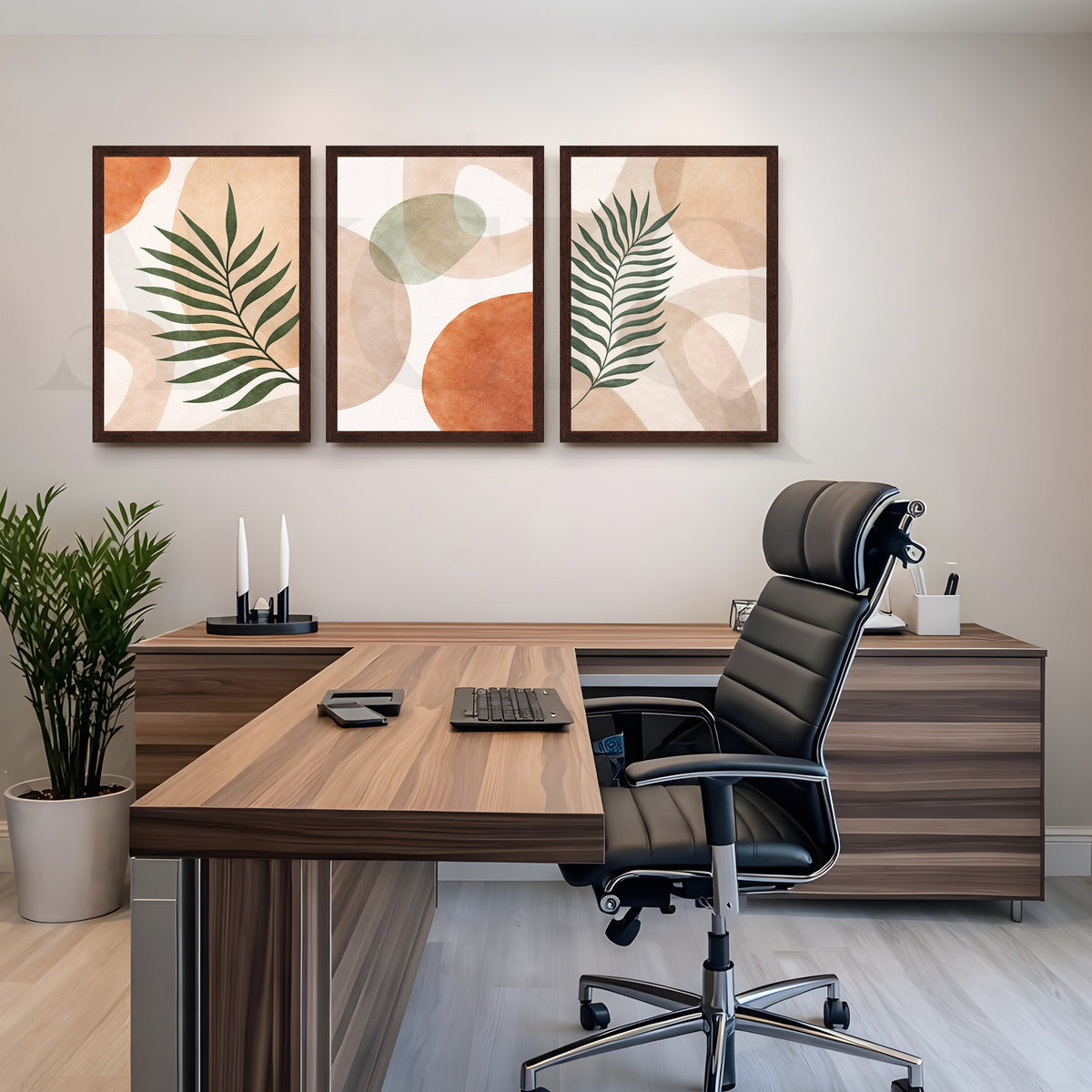 Modern Botanical Abstract Harmony Gallery Wall – Set of 3 Contemporary Artworks - 18 x 24 Inches – Asha Art Studio – Image 6