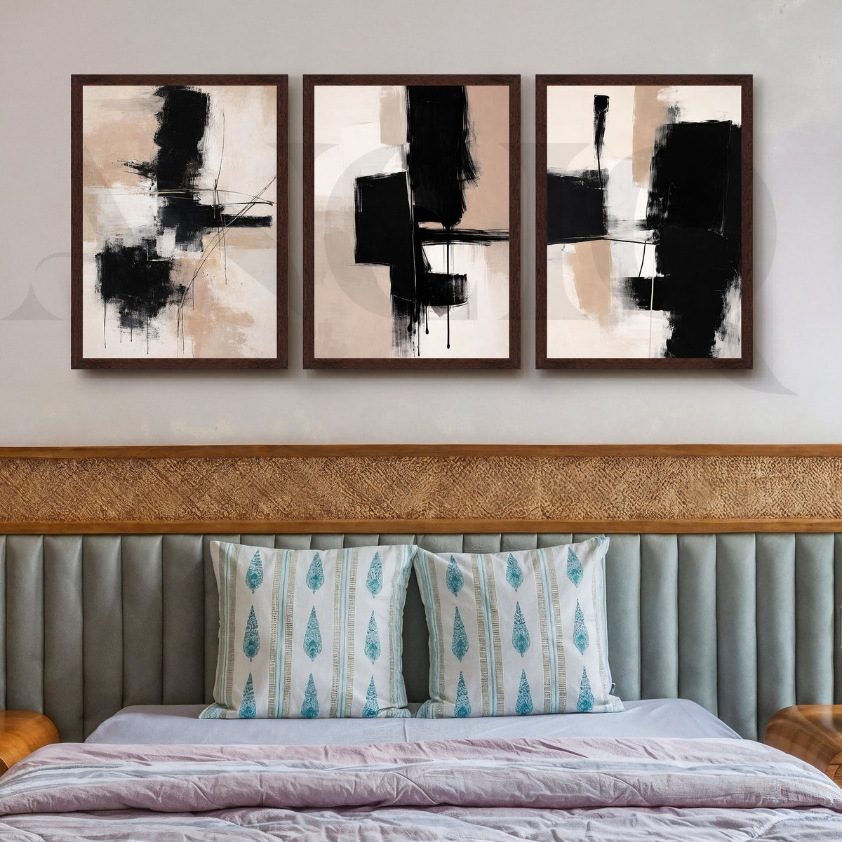 Bold Monochrome Expression Gallery Wall – Set of 3 Abstract Artworks - 18 x 24 Inches – Asha Art Studio – Image 6