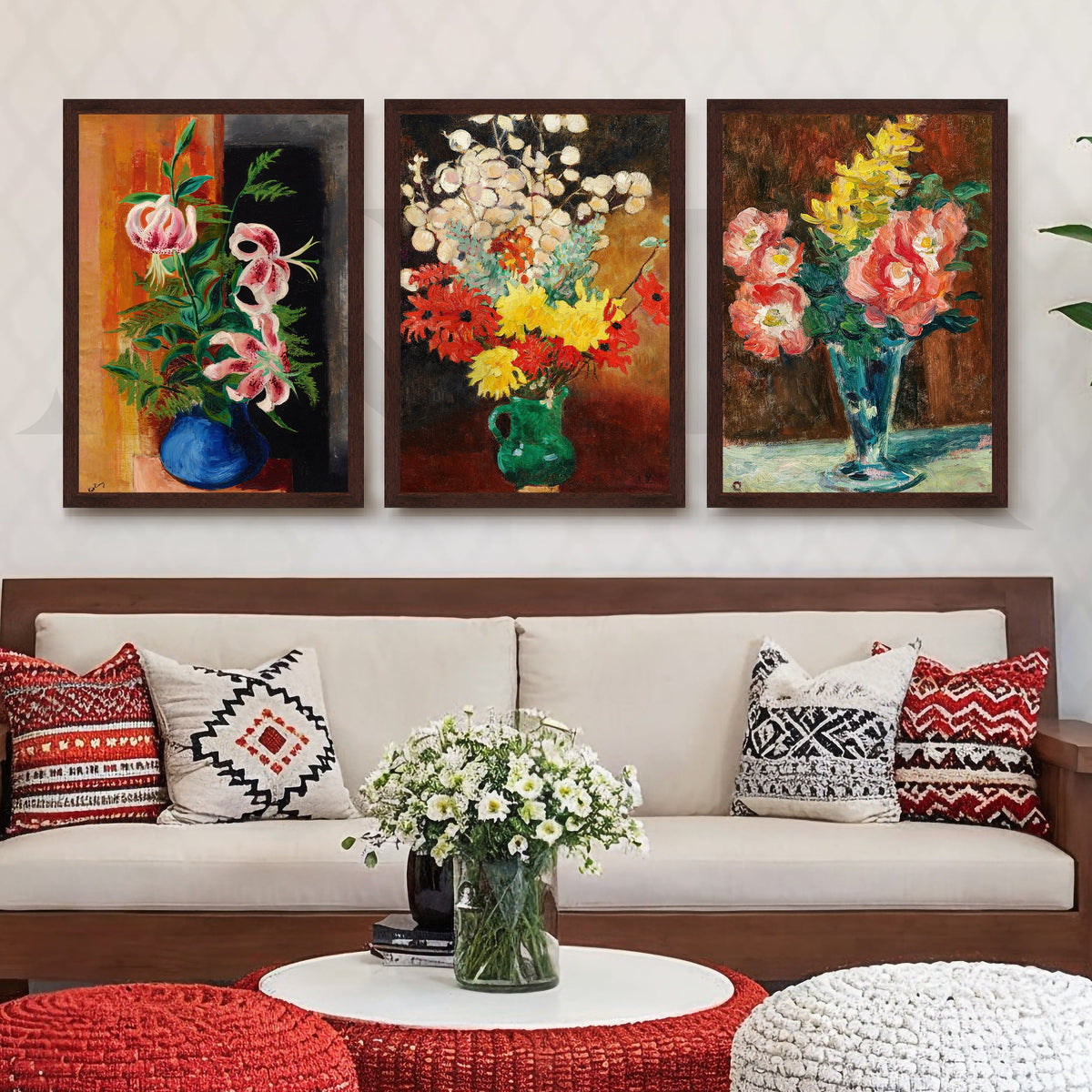 Floral Still Life Trio Gallery Wall – Set of 3 Canvas Artworks – Asha Art Studio – Image 6