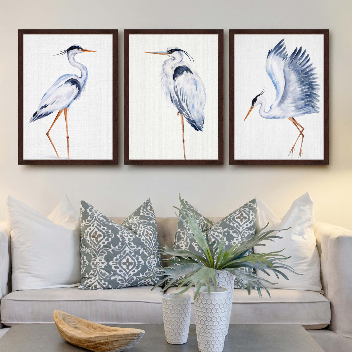 Heron Bird Gallery Wall Canvas Artwork Set of 3 - 18 x 24 Inches – Asha Art Studio – Image 6