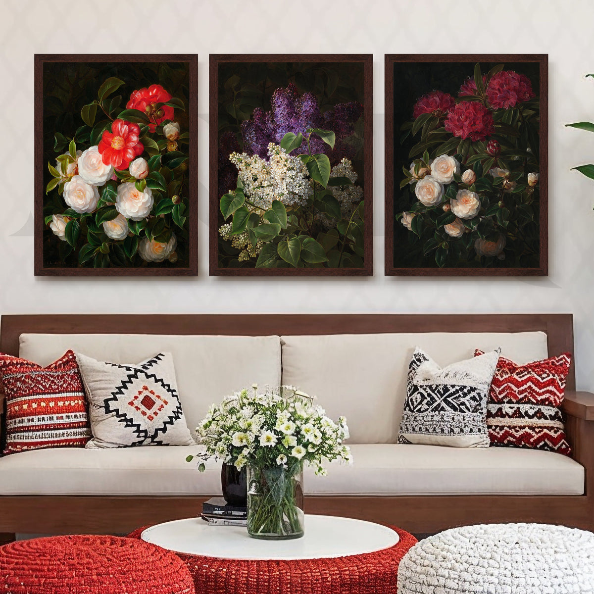 Vintage Botanical Bouquet Gallery Wall – Set of 3 Classic Floral Artworks - 18 x 24 Inches – Asha Art Studio – Image 10