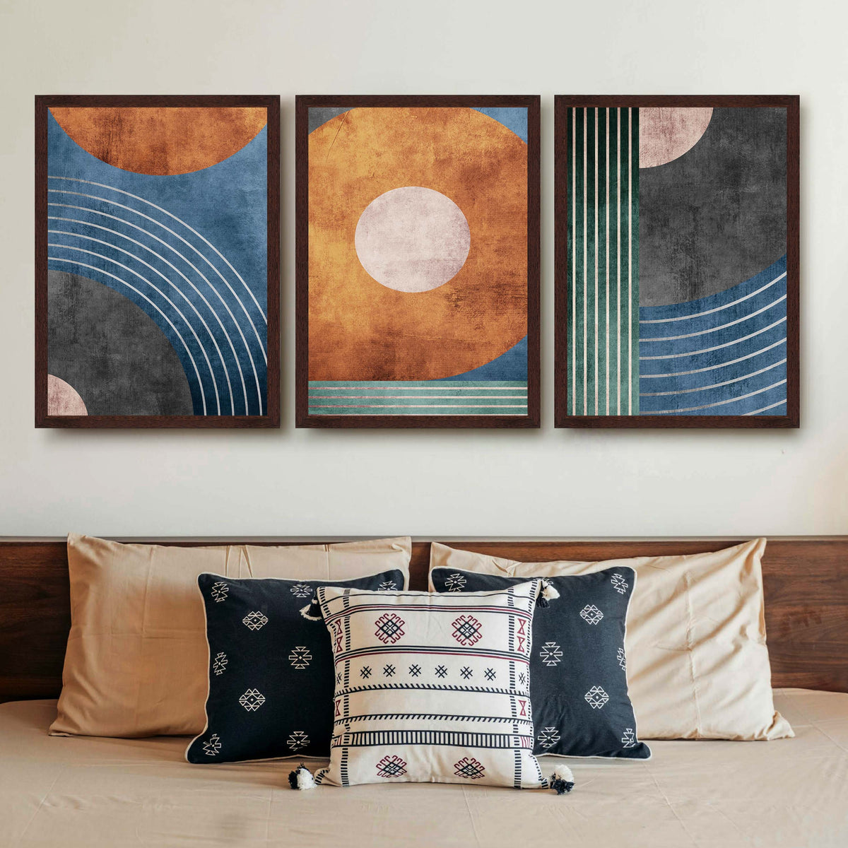 Retro Geometric Abstract Gallery Wall Set of 3 - 18 x 24 Inches – Asha Art Studio – Image 6