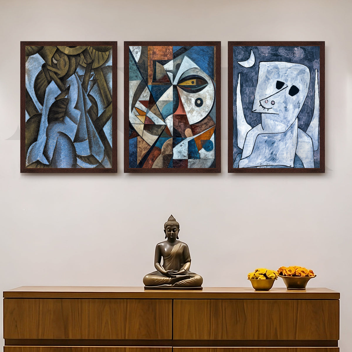 Avant-Garde Cubist Portrait Gallery Wall – Set of 3 Modern Artworks - 18 x 24 Inches – Asha Art Studio – Image 10