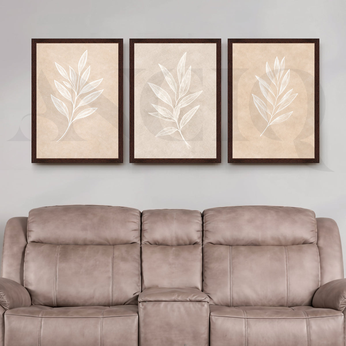 Minimal Leaf Imprint Gallery Wall – Set of 3 Botanical Artworks - 18 x 24 Inches – Asha Art Studio – Image 6