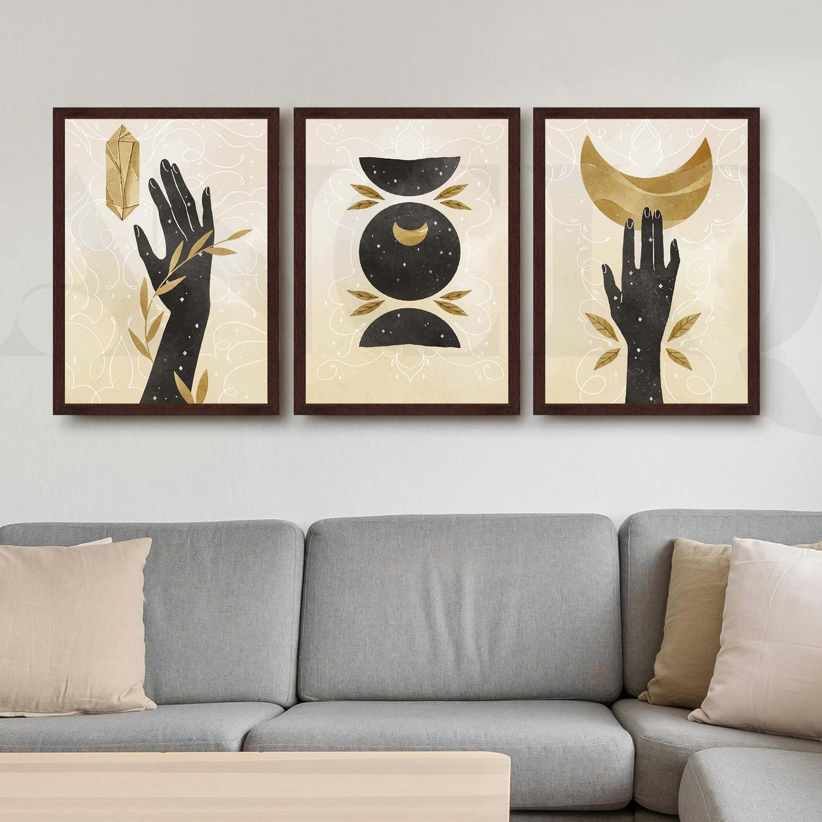 Clestial Hand Motif Gallery Wall Artwork Set of 3 – Asha Art Studio – Image 6