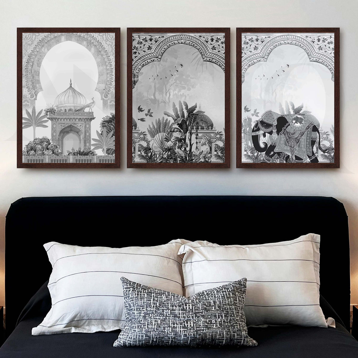 Indian Heritage Monochrome Gallery Wall Artwork Set of 3 – Asha Art Studio – Image 6