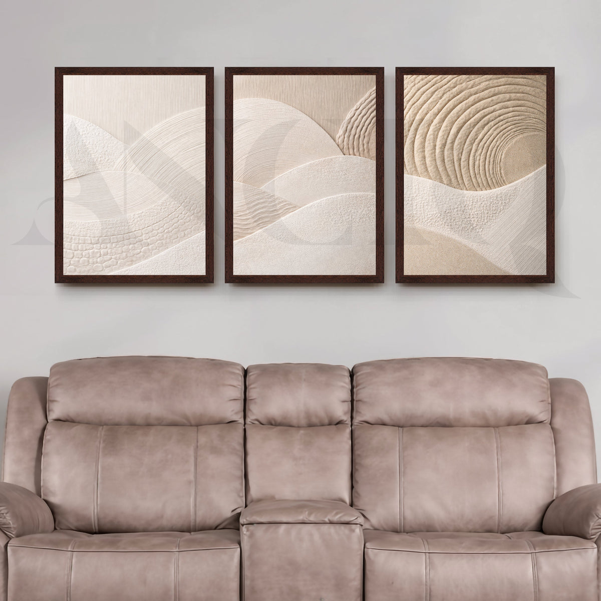 Neutral Textured Abstract Terrain Gallery Wall – Set of 3 Minimal Artworks - 18 x 24 Inches – Asha Art Studio – Image 6