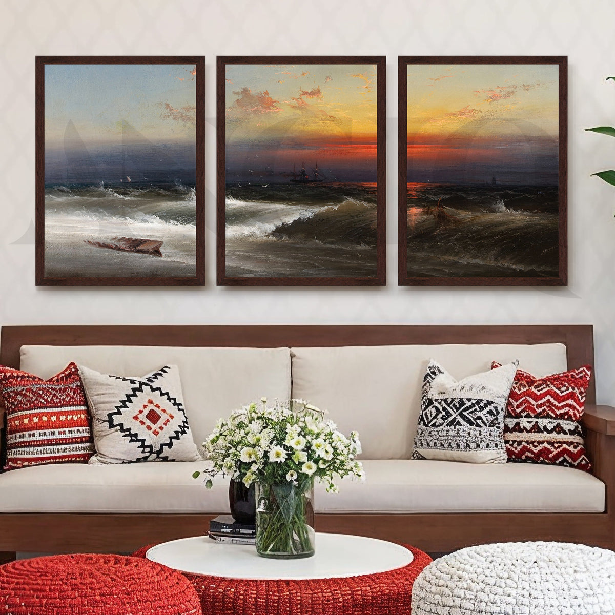Dramatic Ocean Sunset Gallery Wall – Set of 3 Seascape Artworks - 18 x 24 Inches – Asha Art Studio – Image 6