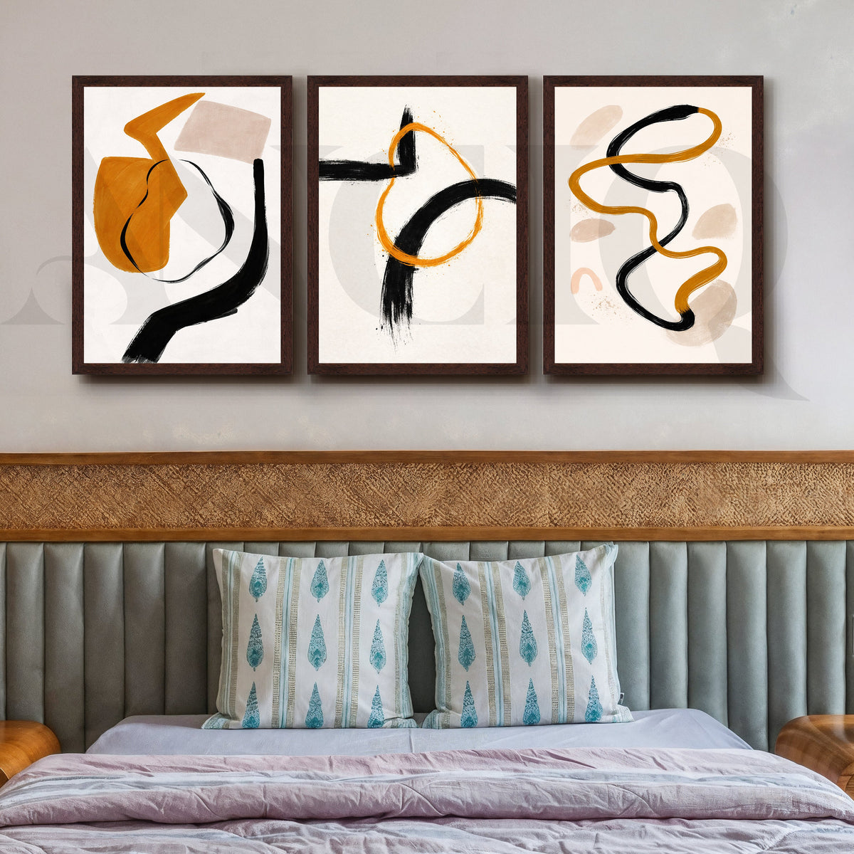 Contemporary Stroke Harmony Gallery Wall – Set of 3 Abstract Line Artworks - 18 x 24 Inches – Asha Art Studio – Image 6
