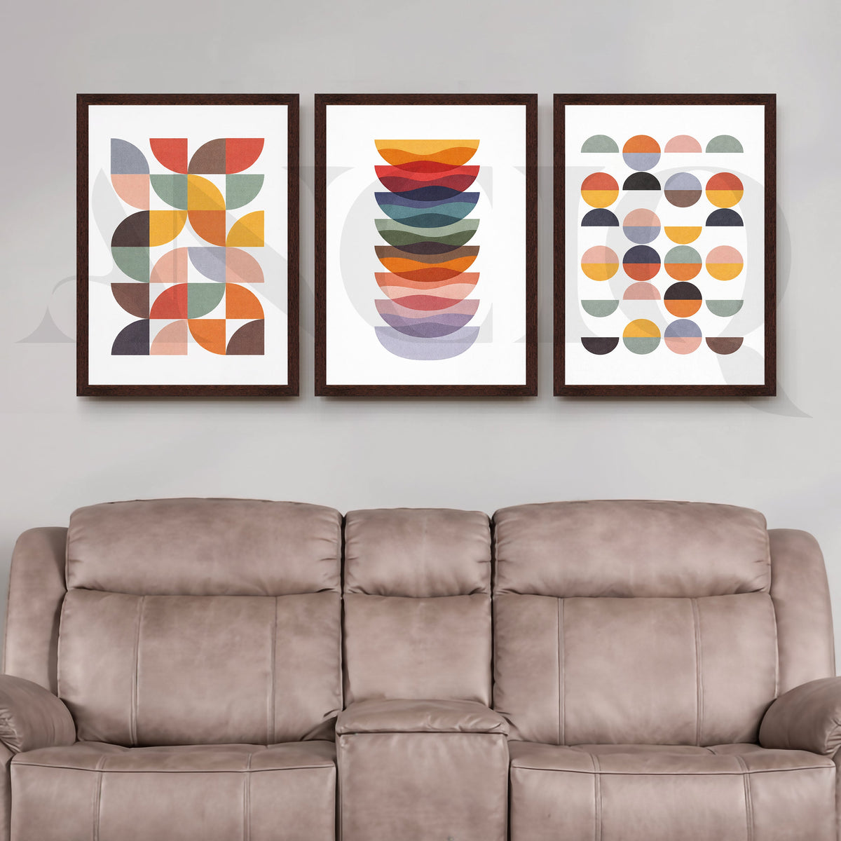 Retro Geometric Harmony Gallery Wall – Set of 3 Modern Abstract Artworks - 18 x 24 Inches – Asha Art Studio – Image 6