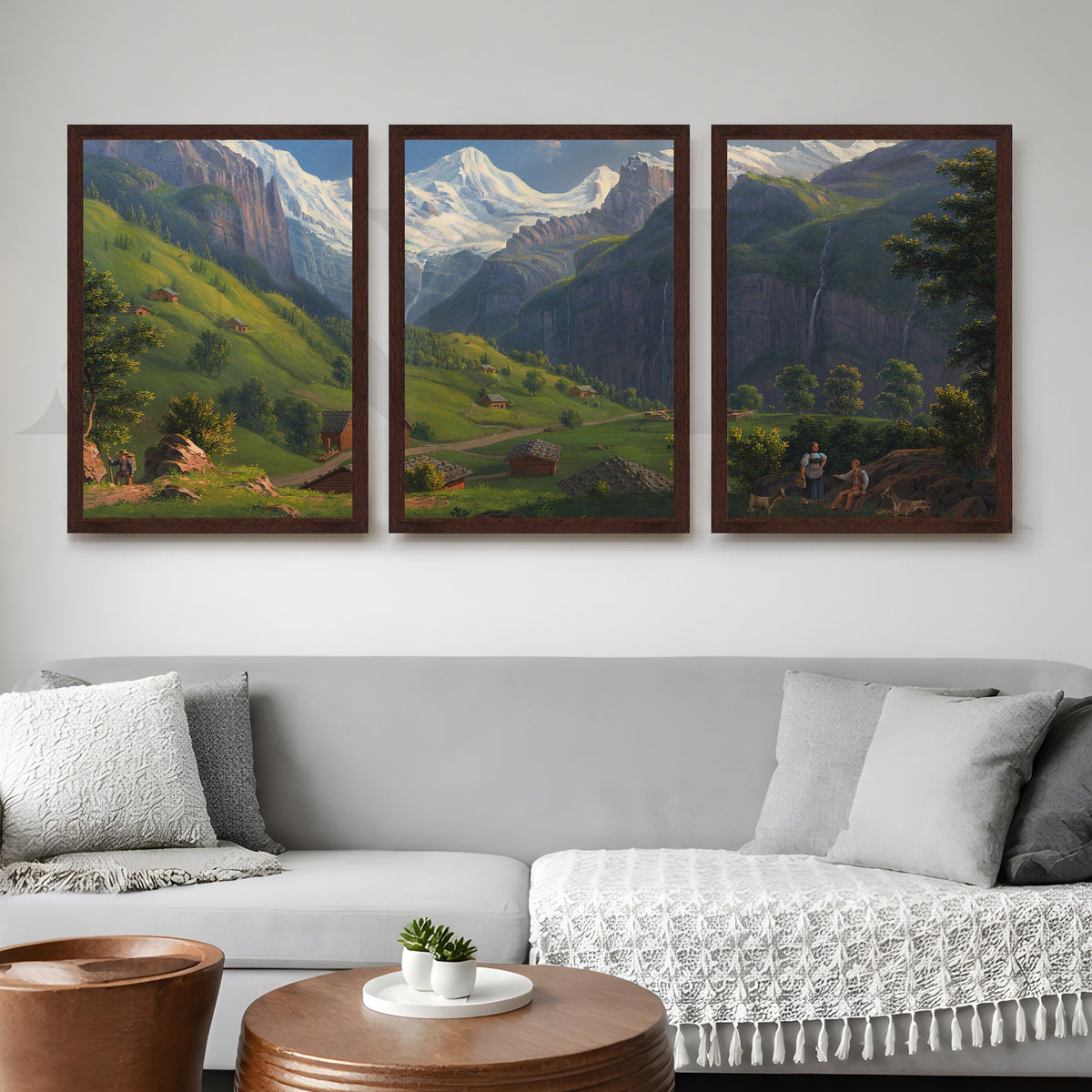 Alpine Valley Landscape Gallery Wall – Set of 3 Classic Mountain Artworks - 18 x 24 Inches – Asha Art Studio – Image 10