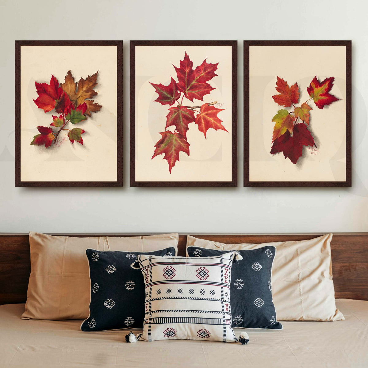 Autumn Maple Leaf Gallery Wall Artwork Set of 3 – Asha Art Studio – Image 6