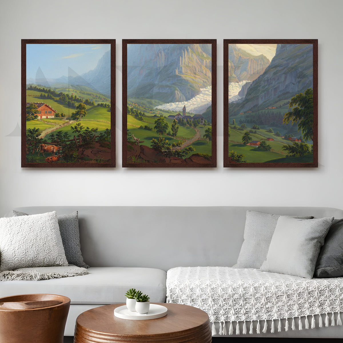 Alpine Countryside Panorama Gallery Wall – Set of 3 Landscape Artworks - 18 x 24 Inches – Asha Art Studio – Image 10