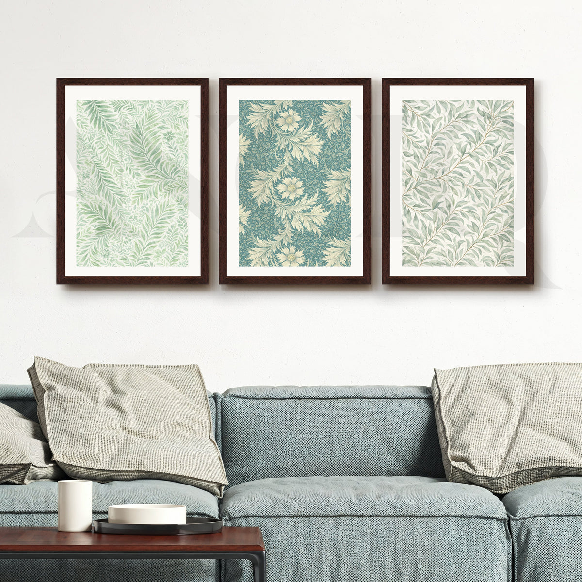 Vintage Botanical Textile Gallery Wall – Set of 3 Pattern Artworks - 18 x 24 Inches – Asha Art Studio – Image 10