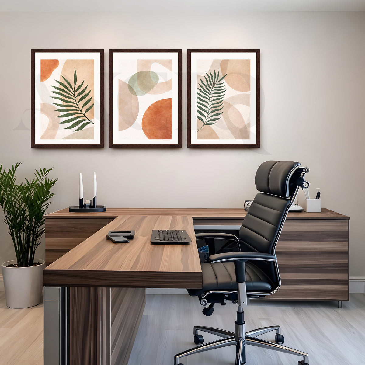 Modern Botanical Abstract Harmony Gallery Wall – Set of 3 Contemporary Artworks - 18 x 24 Inches – Asha Art Studio – Image 10