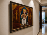 Handmade Lord Ganesha Wall Painting - Traditional Red & Gold Devotional Artwork