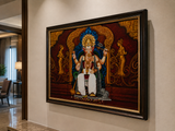Handmade Lord Ganesha Wall Painting - Traditional Red & Gold Devotional Artwork
