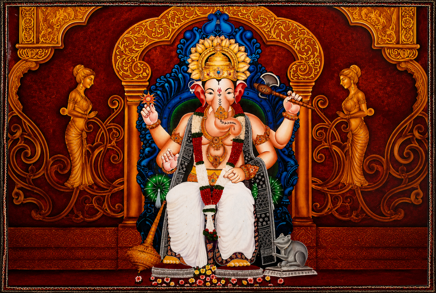 Handcrafted Lord Ganesha Painting | Traditional Spiritual Wall Art