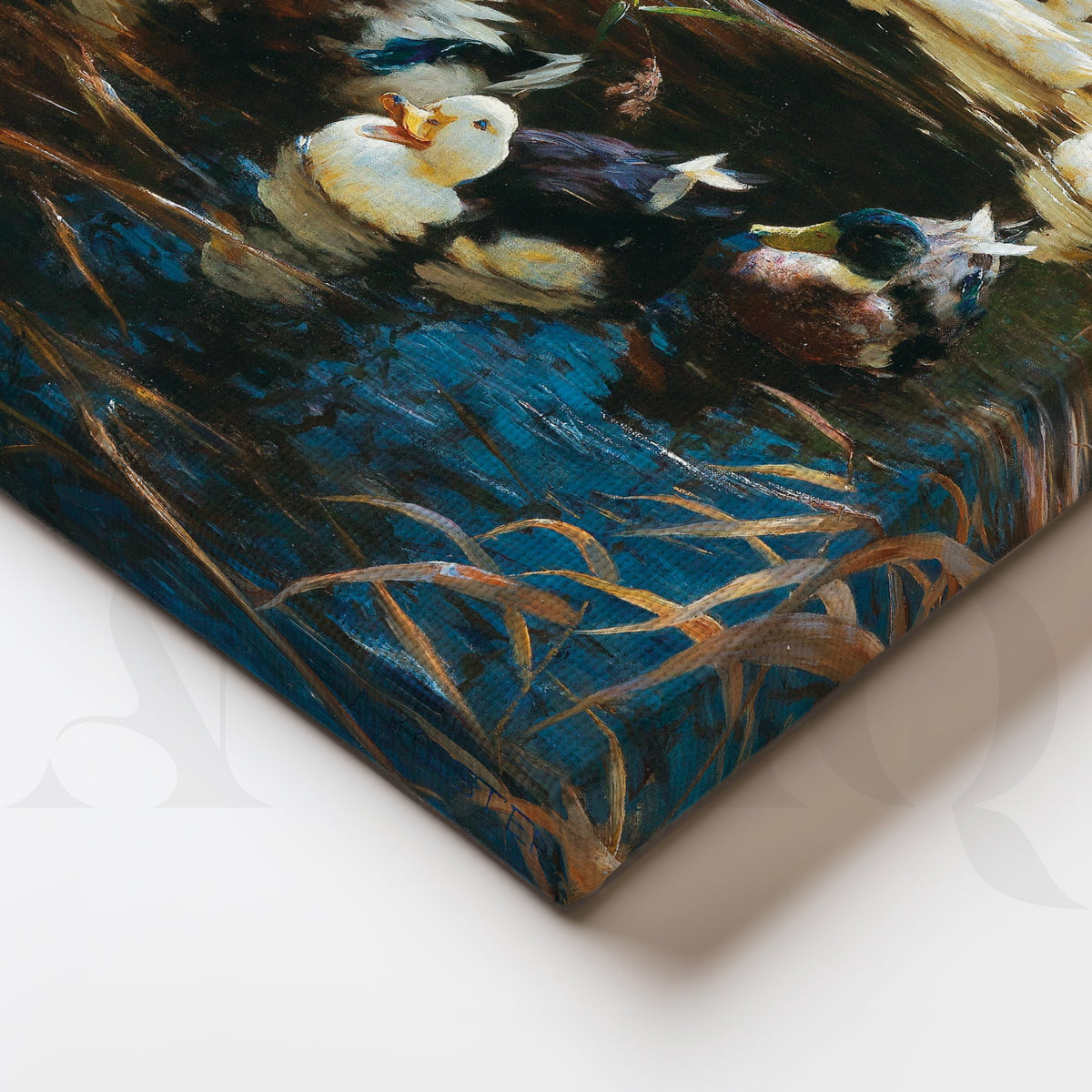 Ducks in Reeds Nature Canvas Artwork – Asha Art Studio – Image 2